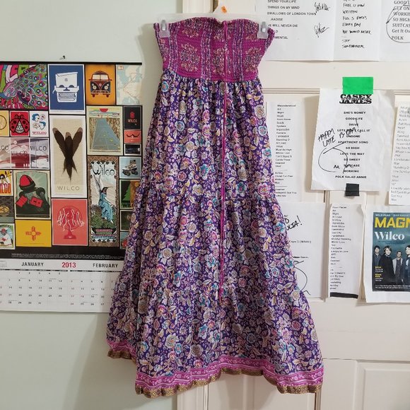 Maeve dress XXSP XXS Petite Smocked Halter Daleka Day English floral tiered silk - Picture 1 of 15